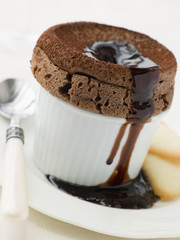Chocolate Souffle with Chocolate sauce