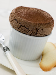 Hot Chocolate Souffle with Biscuits