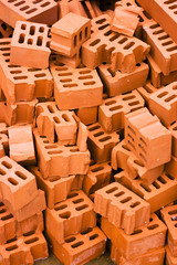 Fototapeta premium heap of red bricks