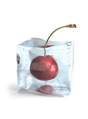 cherry frozen in ice