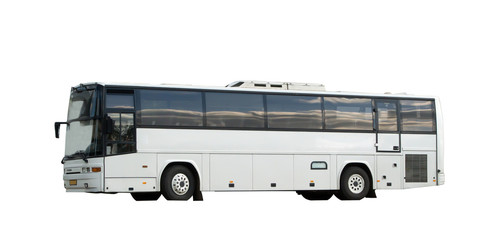 White passenger bus on white