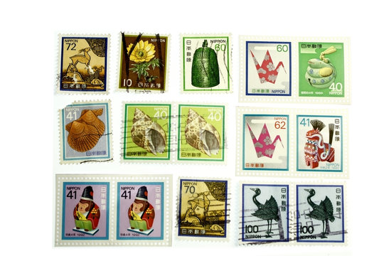 Colorful historic stamp collection
