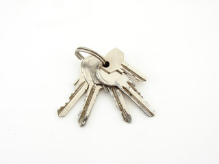Silver keys isolated over white