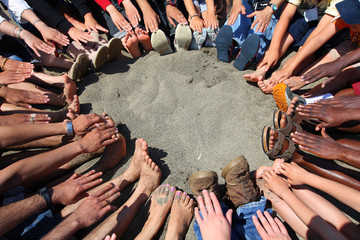 Circle of feet and hands