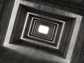 fine image 3d of concrete tunnel and lateral light