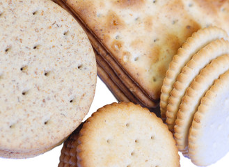assorted crackers with clipping path
