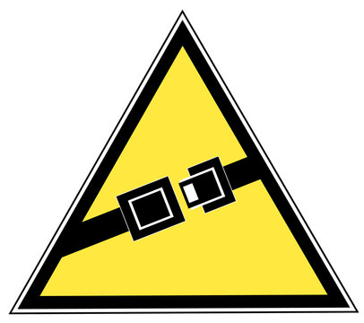 Yellow Seatbelt Sign Indicating To Buckle Up