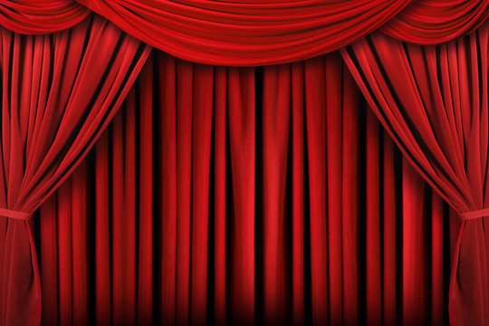 Abstract Red Theatre Stage Drape Background
