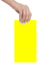 yellow blank in a hand