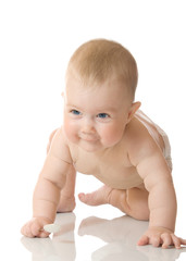 Small baby playing with spoon #8 isolated