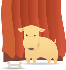 Dog and bone with red background