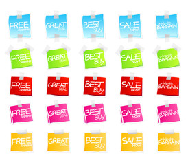 Sticky retail notes with custom sale text in color