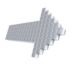 Grey arrow consisting of metal cubes