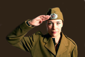 military woman saluting