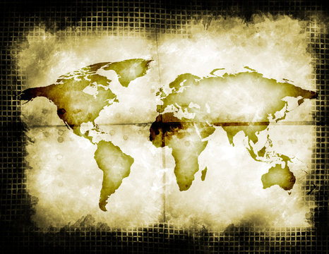 Fototapeta Abstract grungy world map