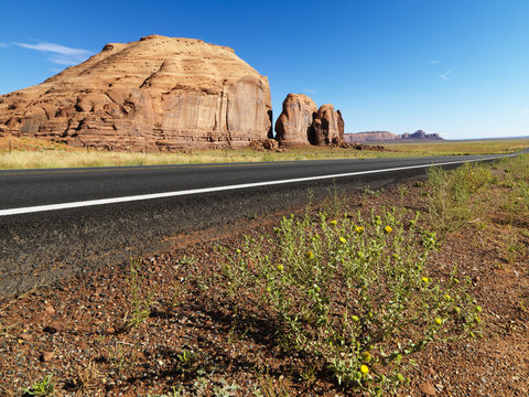 Desert mesa with road.