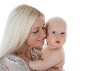 happy mother with baby