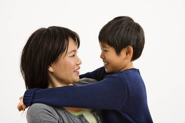 Asian mother and son