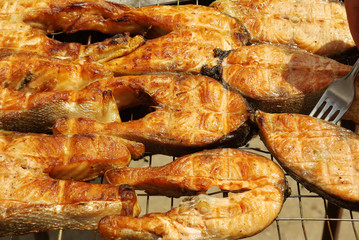 Appetizing barbecue from a red fish