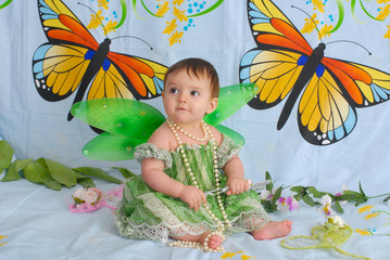 baby girl with butterfly wings