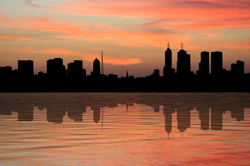 Melbourne Skyline at sunset illustration