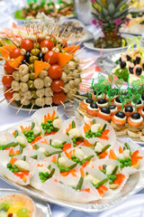 Catering buffet style - different light snack and sandwiches   