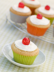 Iced Cup Cakes with Glace Cherries
