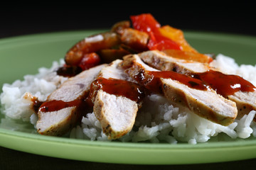 Grilled turkey  with vegetables and rice