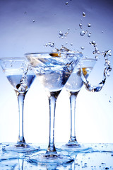 Splash martini on blue