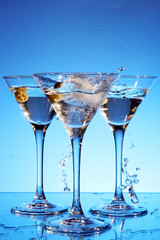 Splash martini on blue