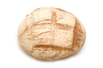 round bread on white background