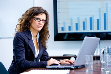 Businesswoman working on computer