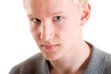 A closeup portrait of a young man