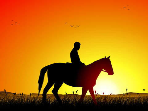 Cowboy At sunset