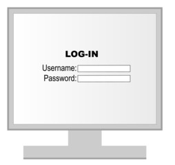 computer monitor with login name and password