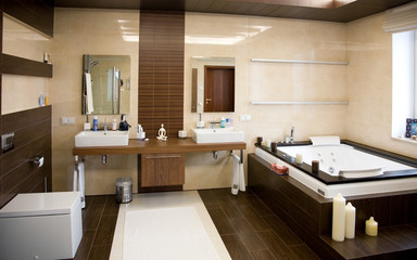 Designer bathroom with a modern tub