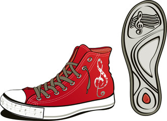 Music shoe with sole sheet isolated on white