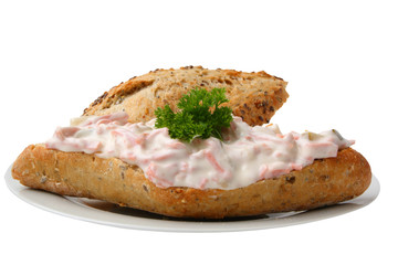 Snack Brötchen mit Salami