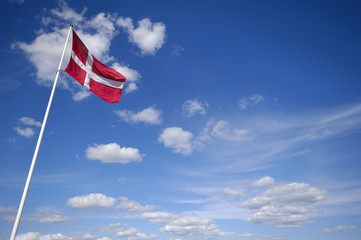 Danish flag and cloudscape