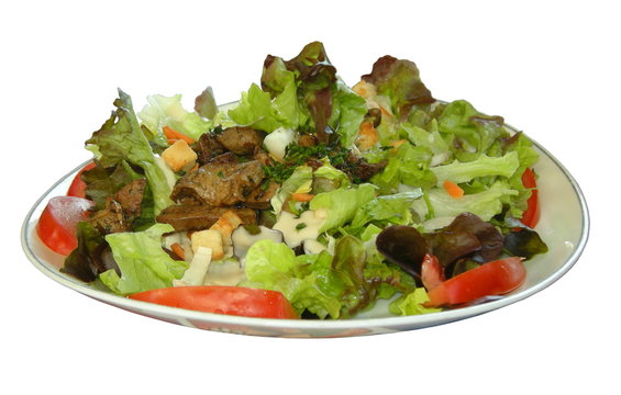Salade mesclin aux foies de volaille