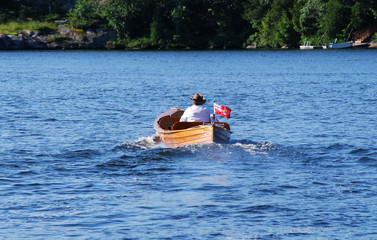 Wooden boat in evening light