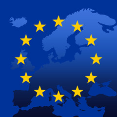 Europe Map With EU Stars