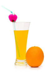 Orange cocktail isolated on the white background