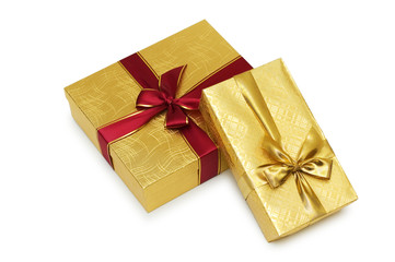 Two giftboxes isolated on the white background
