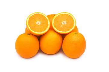 Pile of oranges isolated on the white