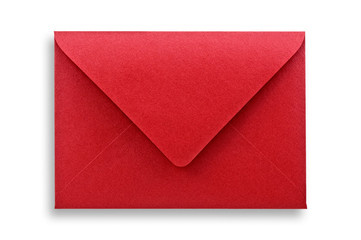 red envelope isolated on white background with clipping path - obrazy, fototapety, plakaty