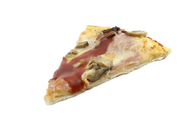 Slice of pizza isolated on white background 