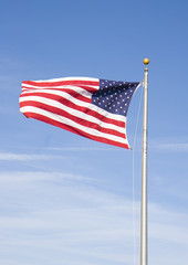 American Flag and Hazy Sky