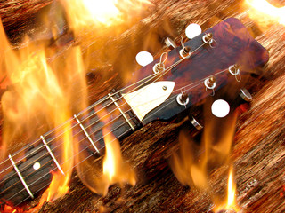Fototapety  Płonąca gitara