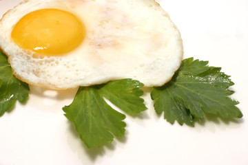 fried egg served with celery